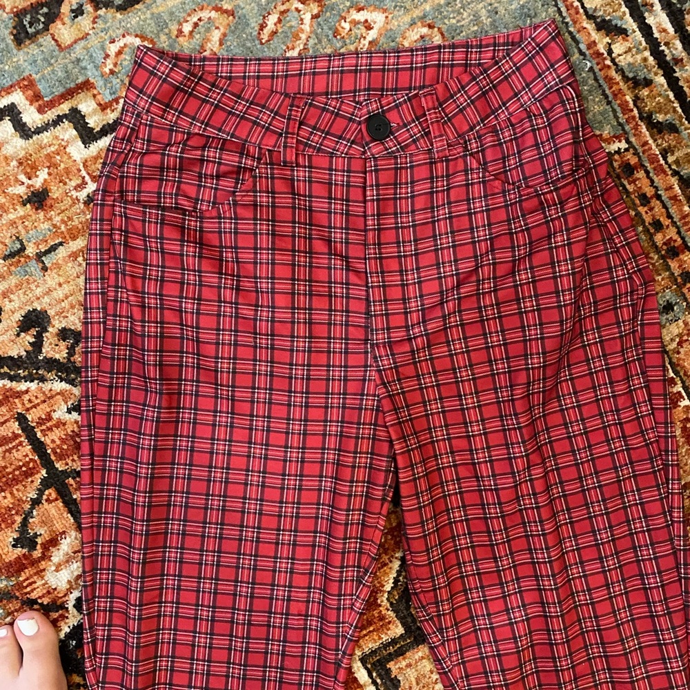 Red plaid pants